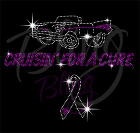 Cruisin' For a Cure Shirt, Breast Cancer Shirt, Rhinestone Shirts, Bling Shirts