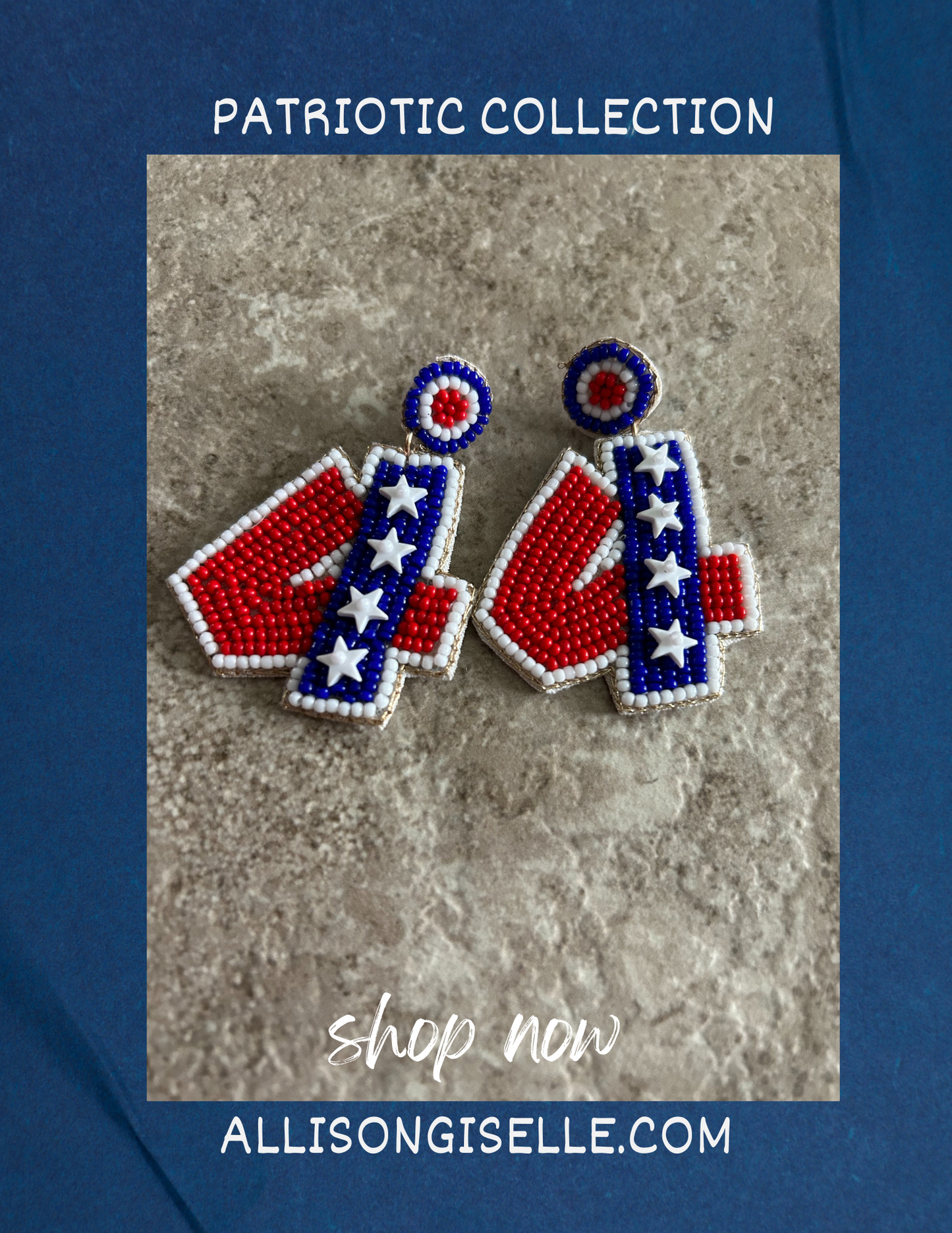 4th Star Earrings, Patriotic Earrings, July 4th, Red, White and Blue Earrings