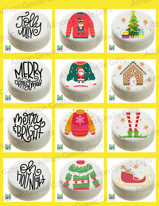 Christmas Covered Oreos Set 3, White Chocolate Oreos, Oreo, Stickers, Cupcake Toppers