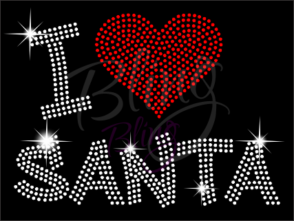 I Love Santa Rhinestone Shirt, Santa Shirt, Christmas Shirt, Rhinestone Shirts, School Christmas t Shirts, Ugly Sweater