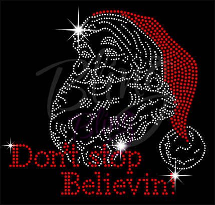 Don't Stop Believin Santa Rhinestone Shirt, Christmas Shirt, Rhinestone Shirts, School Christmas t Shirts, Ugly Sweater
