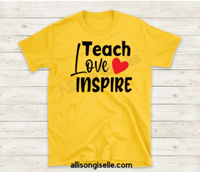 Teach Love Inspire Shirts, Shirt For Teacher, Teacher Shirt, Teacher t shirt, Crew Neck Shirt, Teacher Gifts, Gift For Teacher