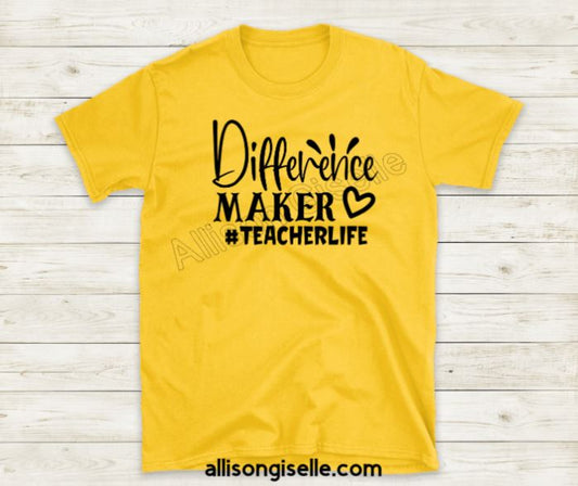 Difference Maker Shirts, Shirt For Teacher, Teacher Shirt, Teacher t shirt, Crew Neck Shirt, Teacher Gifts, Gift For Teacher