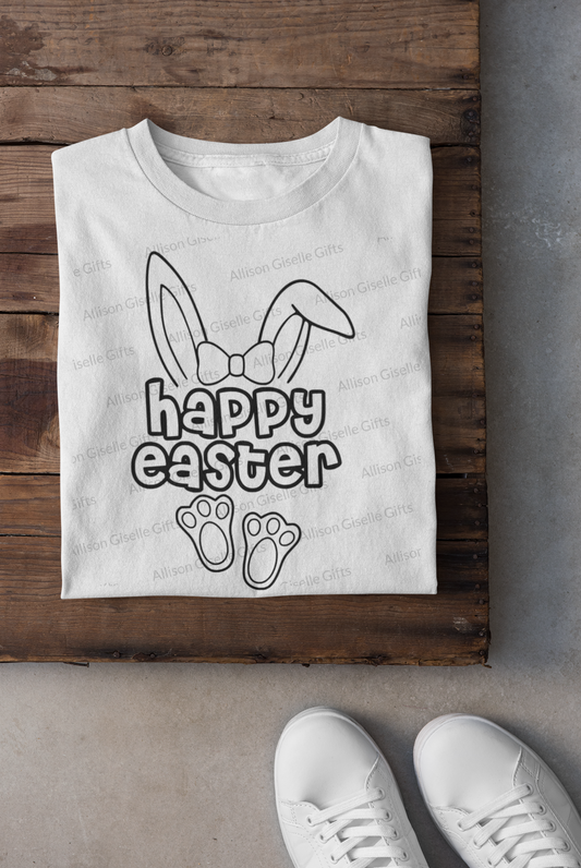 Happy Easter Girl Shirts, Easter Basket, Coloring Shirts, Easter Kid Shirts