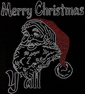 Merry Christmas Ya'll Rhinestone Shirt, Santa Shirt, Christmas Shirt, Rhinestone Shirts, School Christmas t Shirts, Ugly Sweater