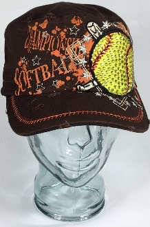 Softball Diamond Hat, Softball Hat, Rhinestone Hat, Embroidered