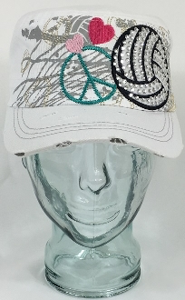 Volleyball Hat, Volleyball Hat, Rhinestone Hat, Embroidered Hats, Rhinestone Cap, Hats, Caps