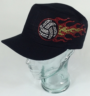 Volleyball Fire Rhinestone Hat, Volleyball Hat, Rhinestone Hat, Embroidered Hats, Rhinestone Cap, Hats, Caps