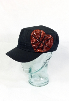 Basketball Heart Rhinestone Hat, Basketball Hat, Rhinestone Hat, Embroidered Hats, Rhinestone Cap, Hats, Caps