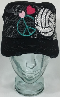 Volleyball Hat, Volleyball Hat, Rhinestone Hat, Embroidered Hats, Rhinestone Cap, Hats, Caps