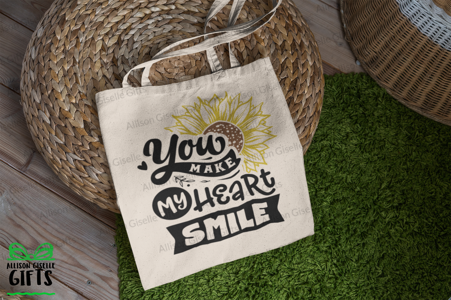 Tote Bags, You Make My Heart Smile Tote, Gifts for Teachers, Canvas Totes, Personalized Totes, Custom Totes