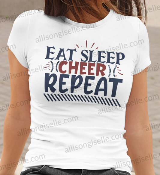 Eat Sleep Cheer Repeat Shirt, Adult Cheer Shirts, Cheer Shirt Adult, Cheerleader Shirt, Cheer Mom Shirt