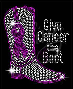 Give Cancer the Boot Shirt, Breast Cancer Shirt, Rhinestone Shirts, Bling Shirts