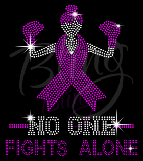 No One Fight Alone Shirt, Breast Cancer Shirt, Rhinestone Shirts, Bling Shirts